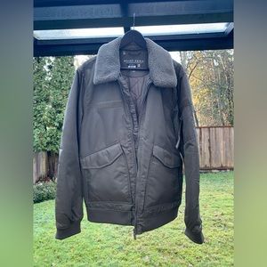 Point Zero Olive Green Bomber/Flight Jacket With Sherpa Collars Size L